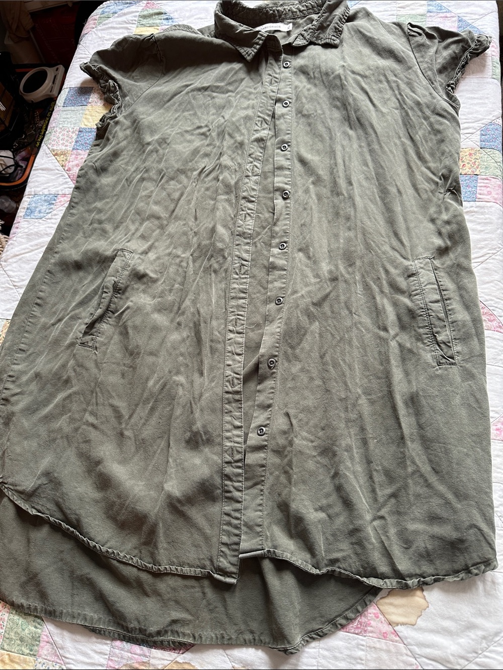 Z—-Standard Grace Lyocell Button-Front Shirt/dress in Olive